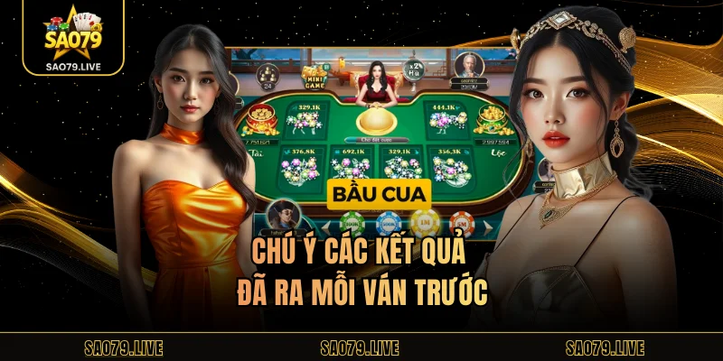 Chú ý các kết quả đã ra mỗi ván trước